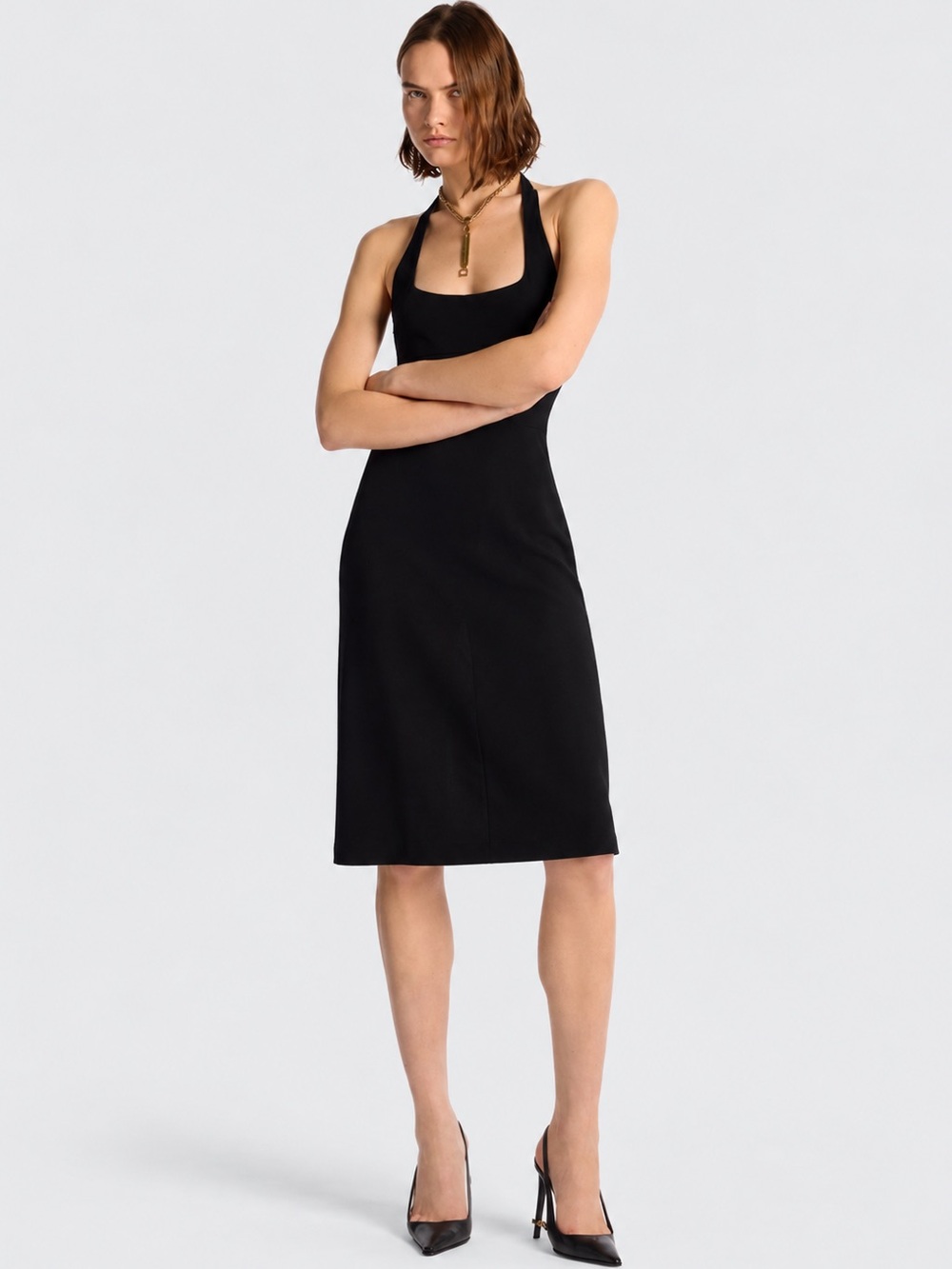DSQUARED2 | Y2K Stretch Wool Racerback Sheath Dress in Black, Size IT 42